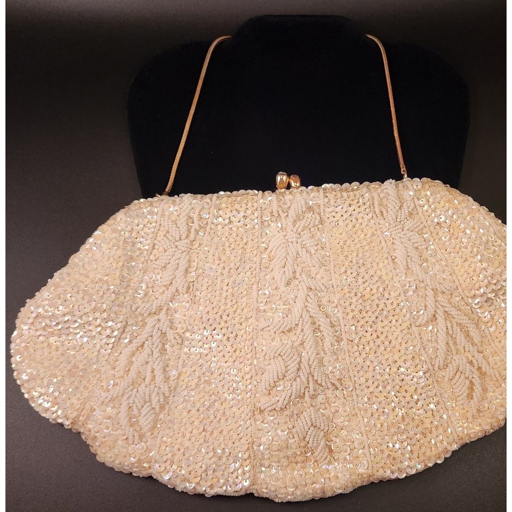Vintage Clutch Cream Beaded Richere by Walborg